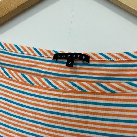Theory Orange & Blue Striped Top Size Medium - Picture 2 of 4